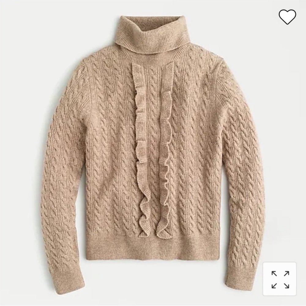 J.Crew ruffle front cable turtleneck. Size Large. Great condition!